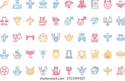 Iconos del diablo y del ángel Icono simple del Vector. Plantilla de diseño de símbolos de ilustración para elemento de interfaz de usuario móvil de Web.