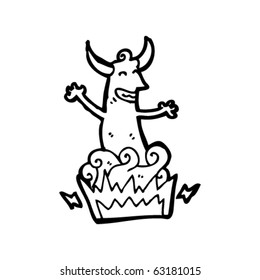 devil appearing from hell cartoon