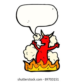 caricatura del diablo en humo y llamas