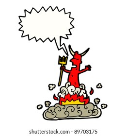 devil appearing in smoke and flames cartoon