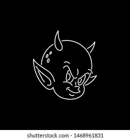 DEVIL BABY HEAD NEON WHITE BLACK BACKGROUND