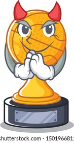 Devil basketball trophy character shaped on cartoon