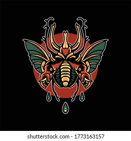 devil beetle tattoo vector design