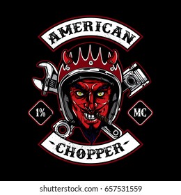 the devil of biker in t-shirt style design, texture is easy to remove
