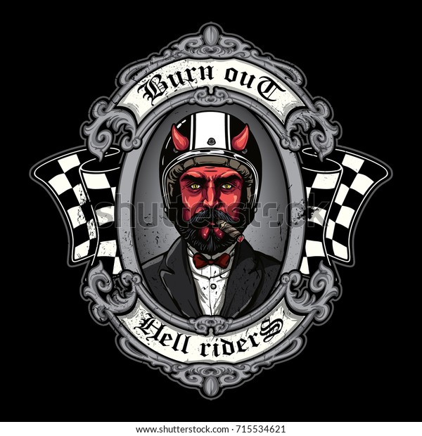 the devil of biker in t-shirt style design,\
texture is easy to remove