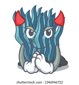 Devil blue seaweed cartoon under sea water