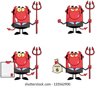 Devil Boss Cartoon Characters. Vector Collection 1