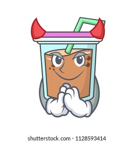 Devil bubble tea mascot cartoon