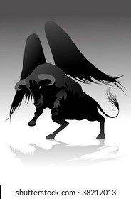devil bull with wings