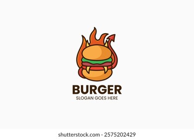 Devil Burger Logo. Vector Illustration