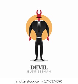 Devil Businessman Character with Horns. Half-bull Businessman