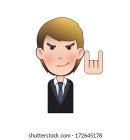 Devil businessman over isolated background. Vector design. 