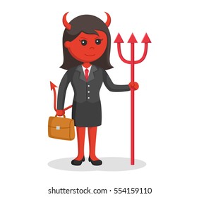 devil businesswoman with briefcase