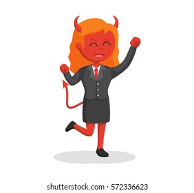 devil businesswoman excited