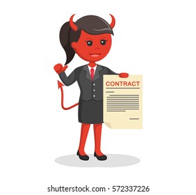 devil businesswoman offering contract