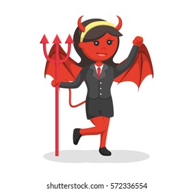 devil businesswoman with trident