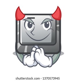 Devil button F installed on cartoon computer