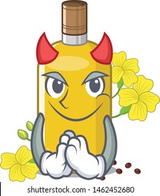 Devil canola oil above the chair character