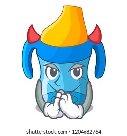 Devil cartoon baby drinking from training cup