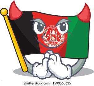 Devil Cartoon character of flag afghanistan Scroll design