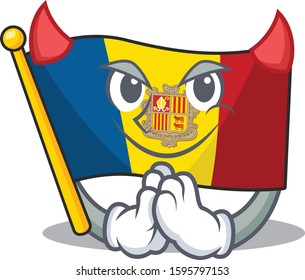 Devil Cartoon character of flag andorra Scroll design