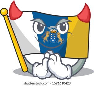 Devil Cartoon character of flag canary island Scroll design