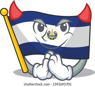 Devil Cartoon character of flag el salvador Scroll design