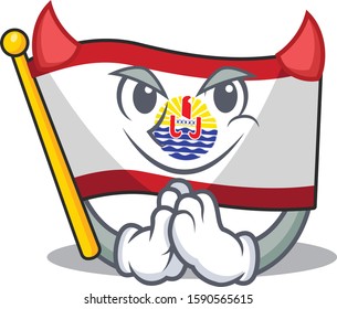 Devil Cartoon character of flag french polynesia Scroll design