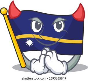 Devil Cartoon character of flag nauru Scroll design