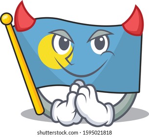 Devil Cartoon character of flag palau Scroll design