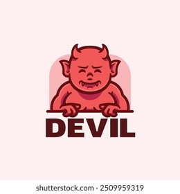 Diseño de logotipo de personaje de mascota de dibujos animados del diablo