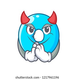 Devil cartoon the number zero color blue