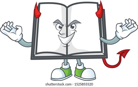 Devil cartoon open book with cartoon shape
