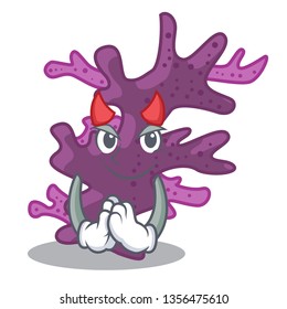 Devil cartoon purple coral reef under sea