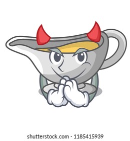 Devil cartoon sauce boat with turkey gravy