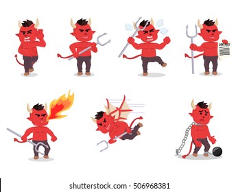 devil cartoon set illustration design