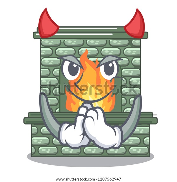 Devil Cartoon Stone Fireplace Flame Stock Vector Royalty Free