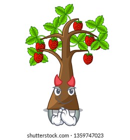 Devil cartoon strawberry trees grow on soil