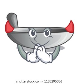 Devil cartoon wok on the kitchen utensil