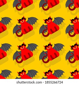 Devil cat pattern seamless. Satan pet background. Red demon animal texture. vector ornament