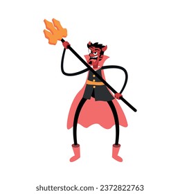 Devil Character of Hallowen Isolated Retro Cartoon Vector