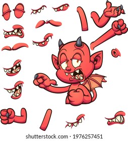 Devil character torso with different expressions. Vector clip art illustration with simple gradients. Some elements on separate layers.
