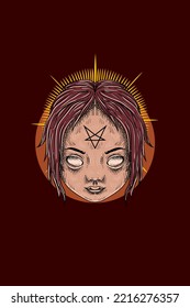 Devil child head vector illustration