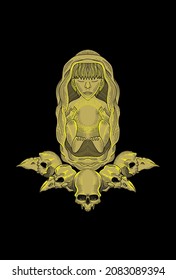 Devil child and skull artwork illustration