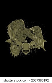 Devil child and skull artwork illustration