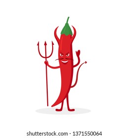 Devil Chili pepper cartoon character isolated on white background. Healthy food mascot concept illustration isolated on white background.