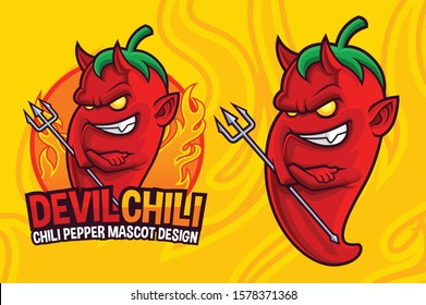 Devil Chili Pepper mascot design 