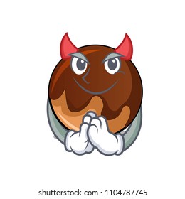 Devil chocolate donut mascot cartoon