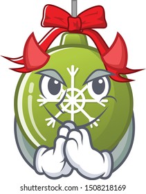 Devil christmas ball green with mascot shape