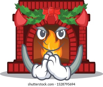 Devil christmas fireplace on of cartoon table